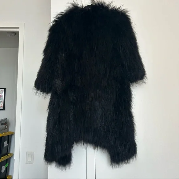 Milly Stretch Fur Faux Fur Mid Length Coat - Picture 1 of 6